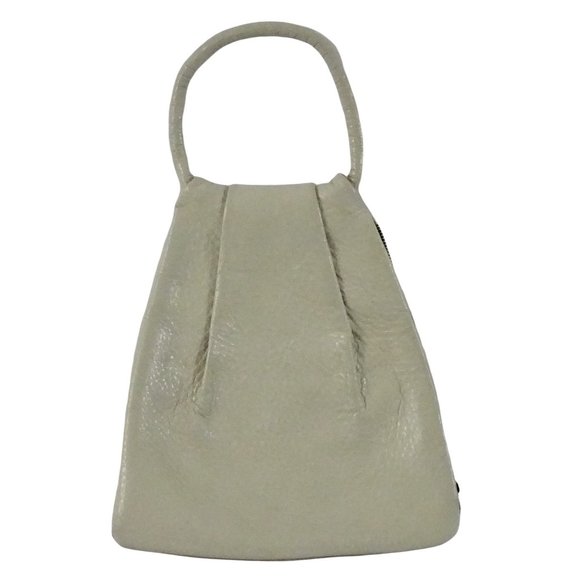 Vintage Leather Bag, Off White Purse, Side Entry, Metal Zipper, Leather - Picture 1 of 6